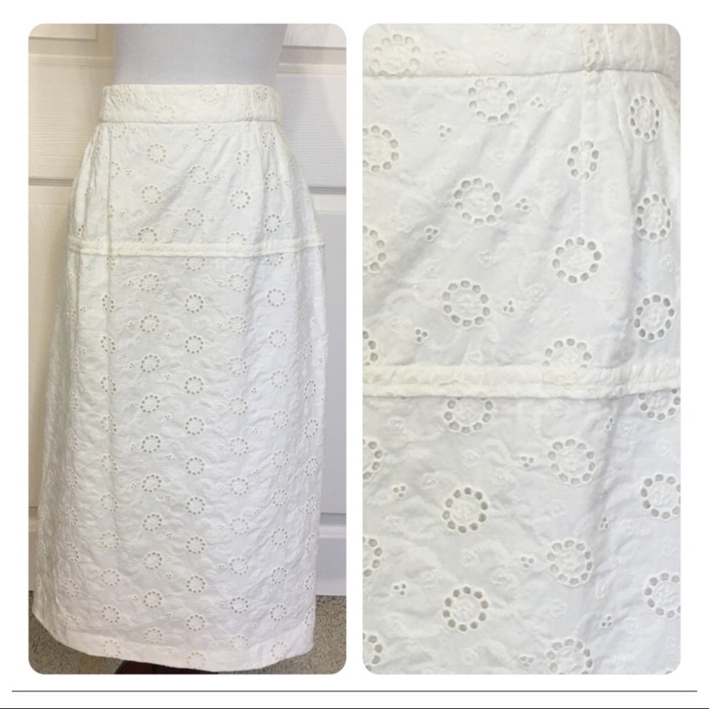 NWT! Nina Ricci White eyelet skirt
